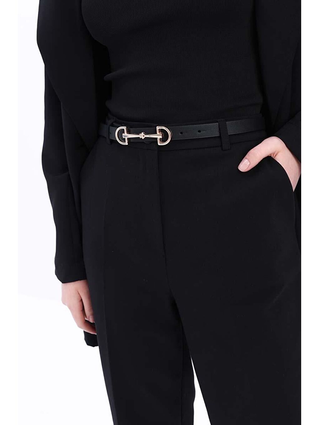 Siyah-Pamuklu Büyük Beden Kumaş Pantolon-4