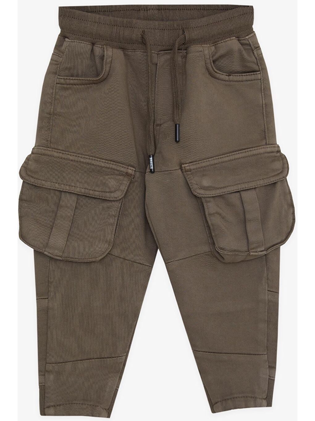 Erkek Çocuk Pantolon Kargo Cepli Beli Lastikli Koyu Haki Yeşil (3 Yaş)-2