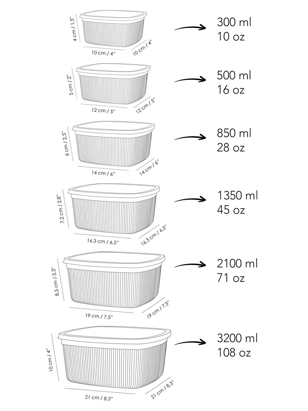 Gri 18'li Çizgili Kare Erzak Gıda Saklama Kabı Seti-7