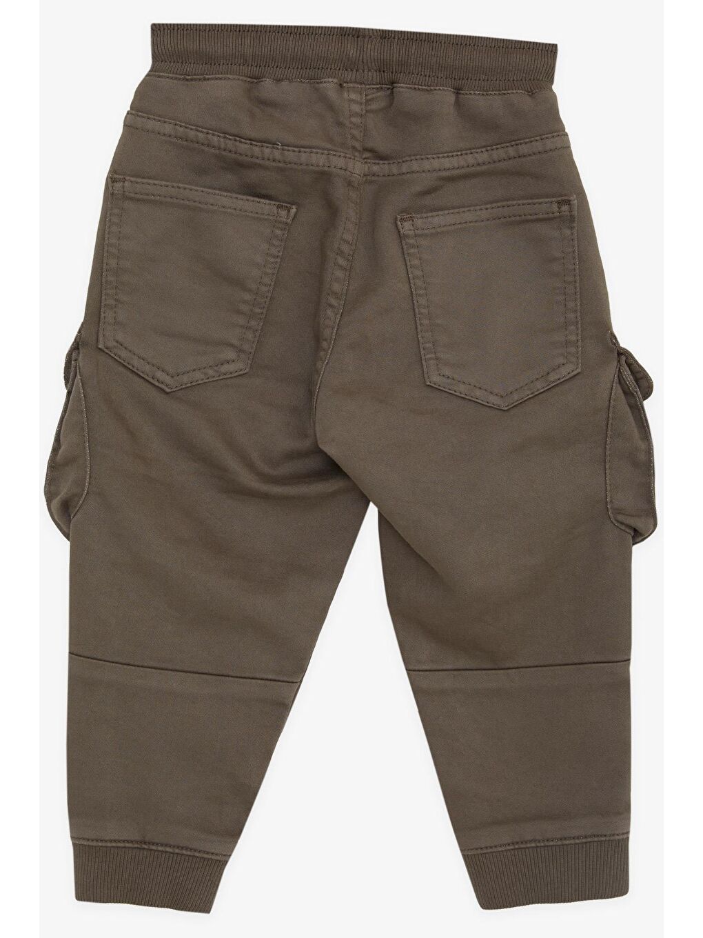 Erkek Çocuk Pantolon Kargo Cepli Beli Lastikli Koyu Haki Yeşil (3 Yaş)-3