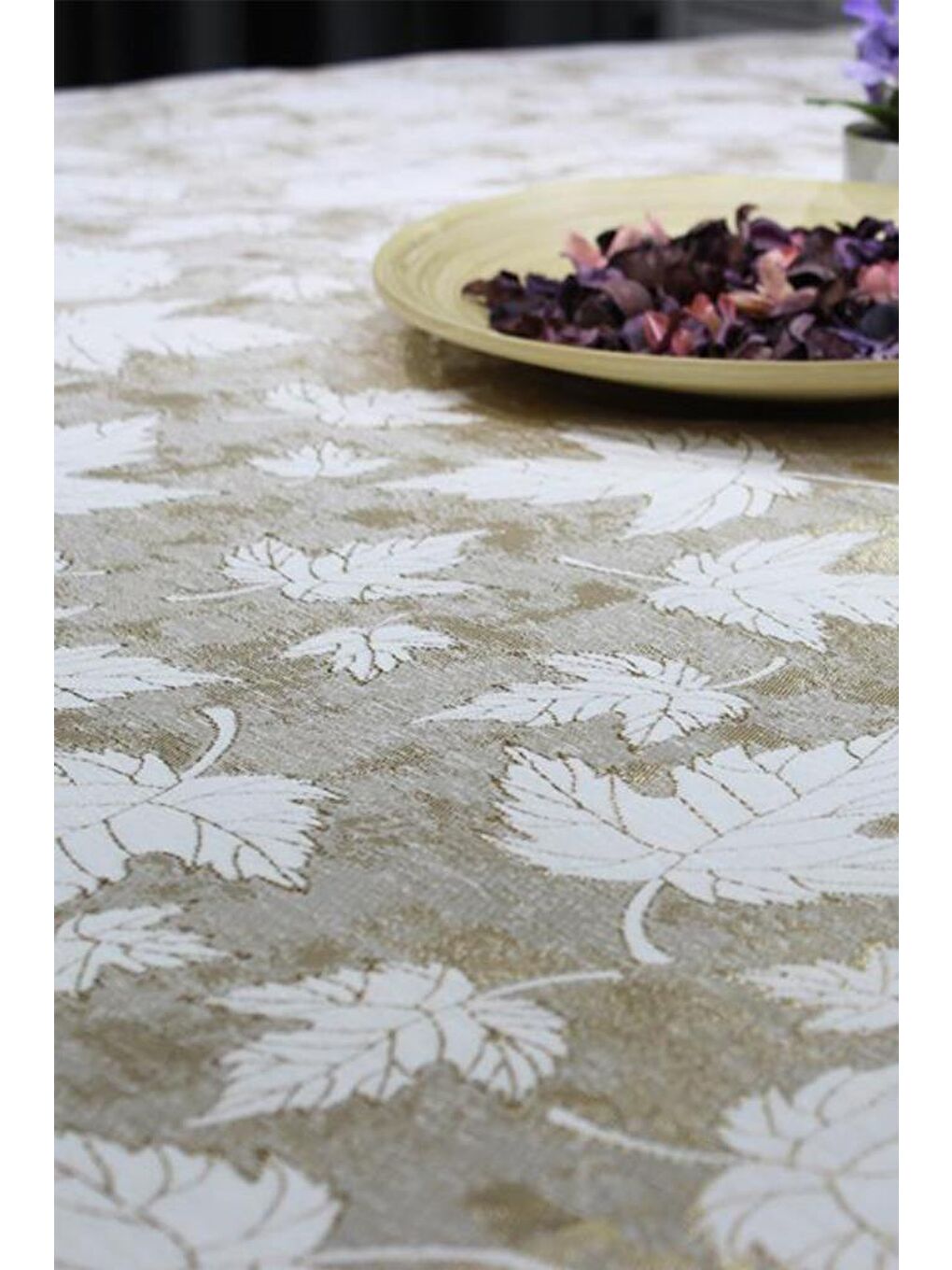 Karışık Çınar Tek Kişilik Jakarlı Yatak Örtüsü Gold-1