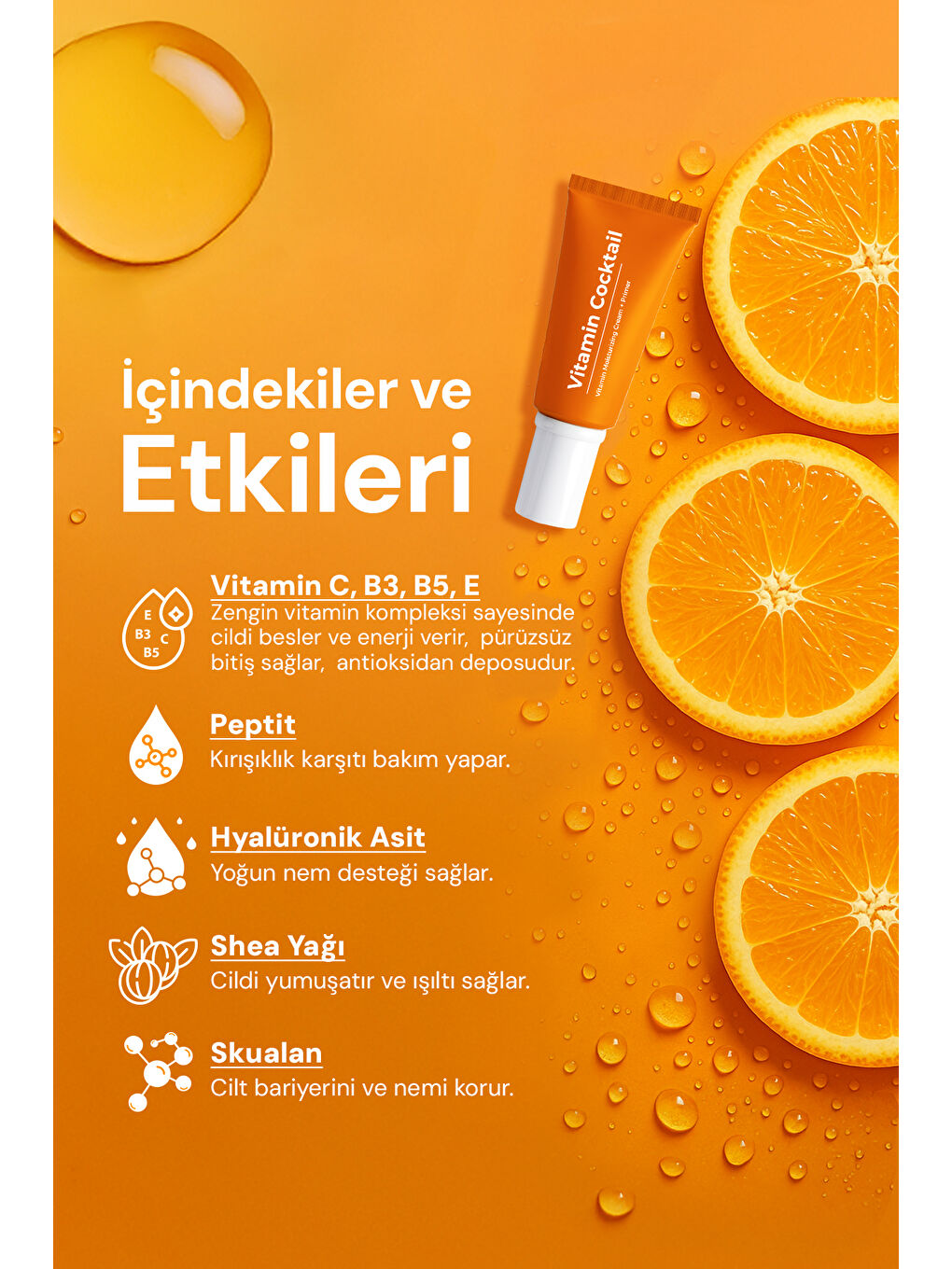 Vitamin Kokteyl-Nemlendirici Besleyici Onarıcı Yüz Kremi (Vitamin C+ B3 +B5 +E) ve Makyaj Bazı 50Ml-7