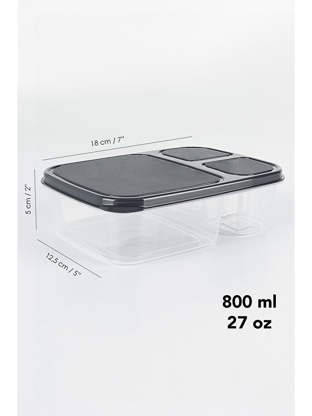 Gri 8'li Dikdörtgen 3 Bölmeli Saklama Kabı-7