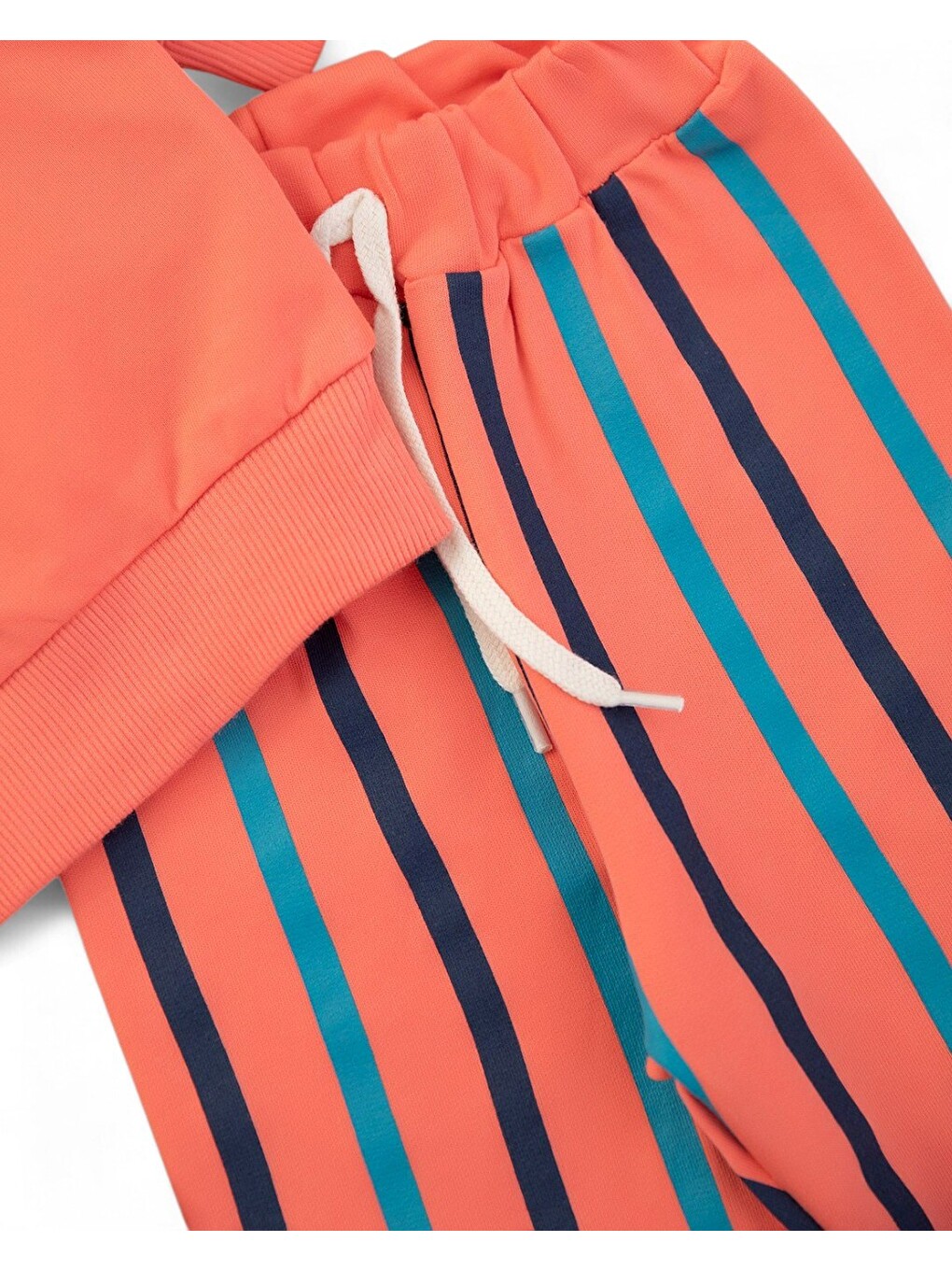 Karışık Erkek Bebek Mevsimlik Martı Nakışlı Sweatshirt, Çizgili Pantalonlu 2'li Alt Üst Takım-5