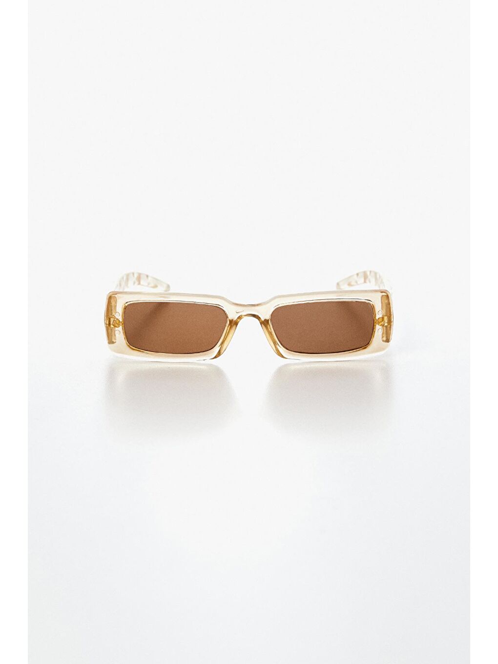 Bej Dikdörtgen Retro Güneş Gözlüğü