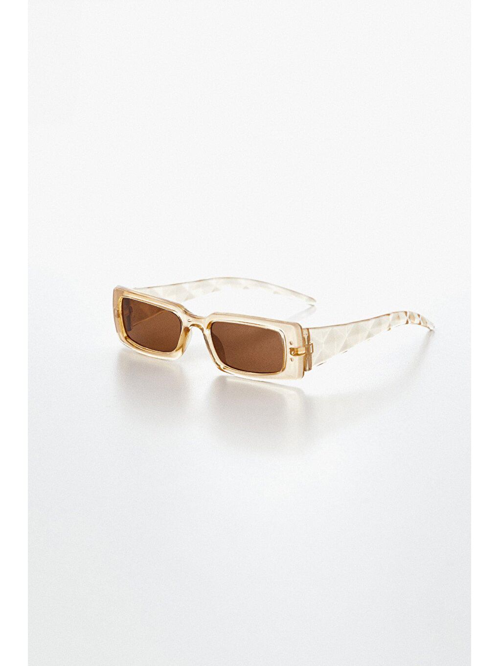Bej Dikdörtgen Retro Güneş Gözlüğü-1