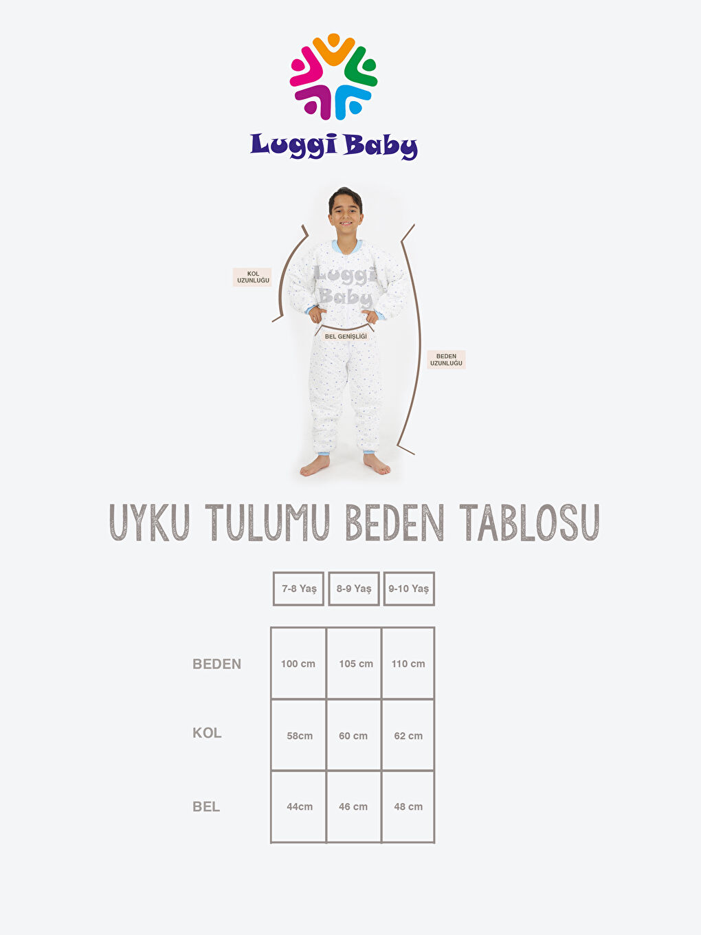 LUGGİ BABY Ekru V Yaka Baskılı Elyaf Dolgulu Erkek Çocuk Uyku Tulumu - 2