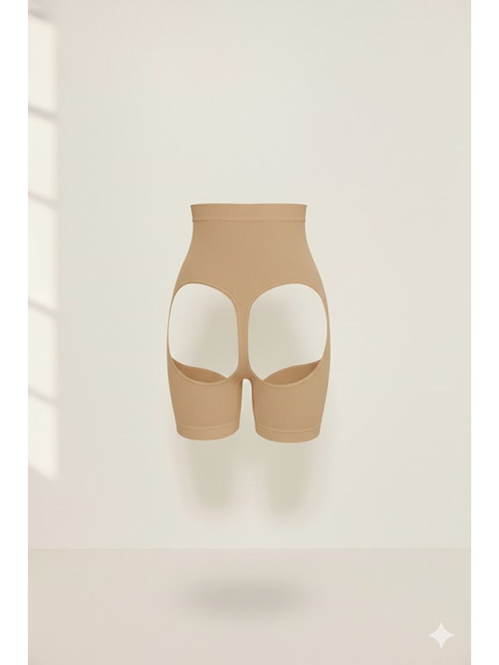 Bej C12063 Yüksek Bel Popo Açık Korse Ten-1