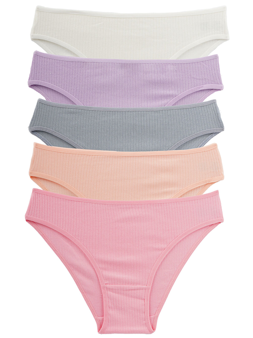 Kadın Külot 5 Li Paket Elastanlı Fitilli Pamuklu Kaşkorse Lila