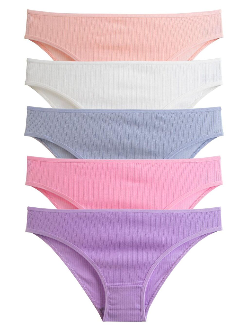 Kadın Külot 5 Li Paket Elastanlı Fitilli Pamuklu Kaşkorse Lila-3