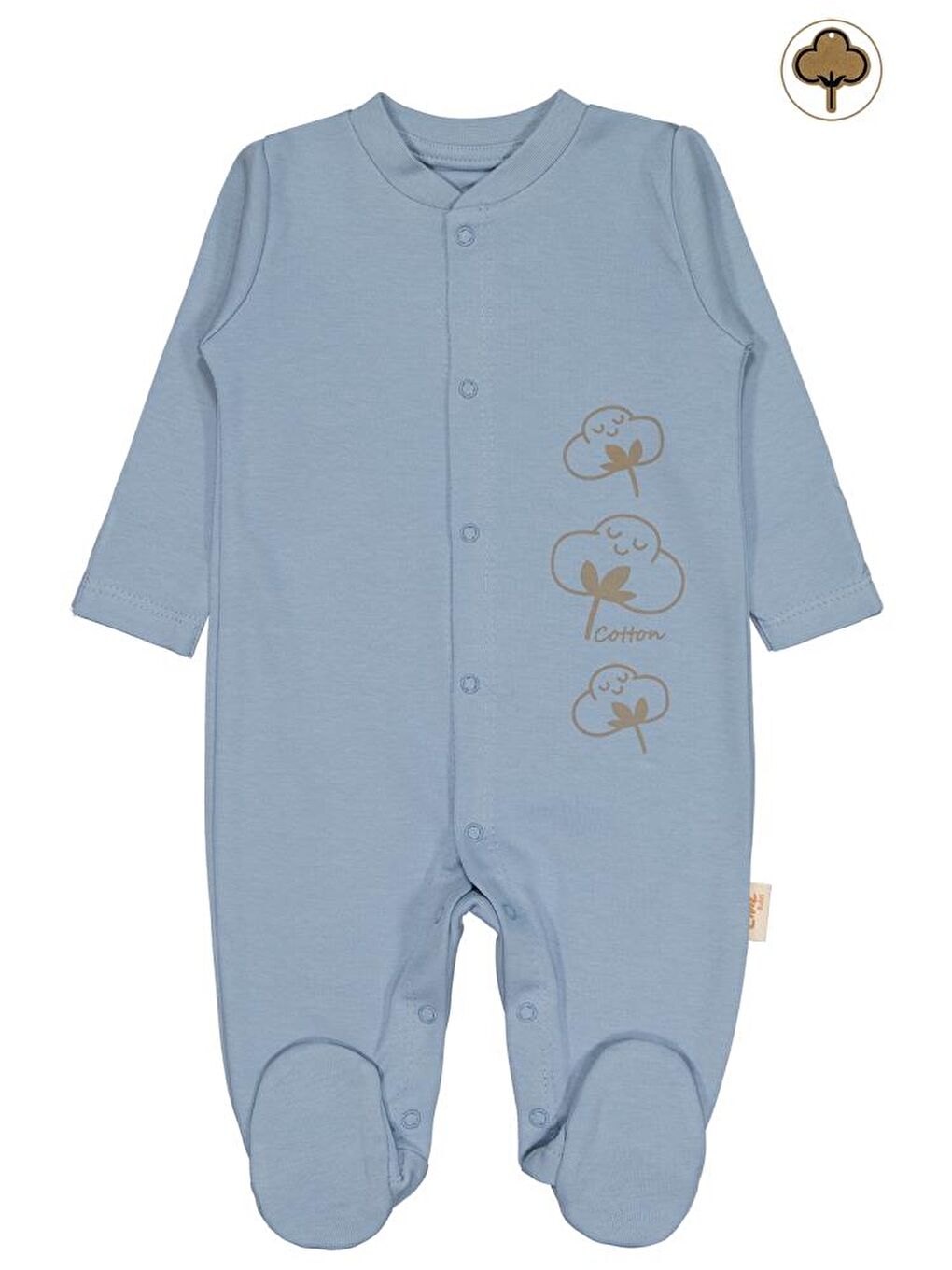 Baby Organik Pamuklu Yenidogan 0-3 Ay Tulum - Mavi 0-1 Ay