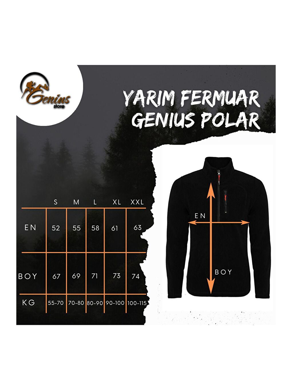 GENIUS STORE Lacivert Kadın Polar Yarım Fermuarlı Outdoor Cepli Spor Polar - 4