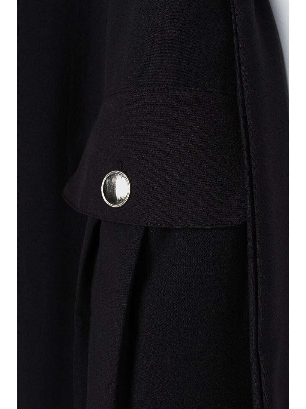 Siyah Omuzları Apoletli Kuşaklı Cepli Klasik Yelek-4