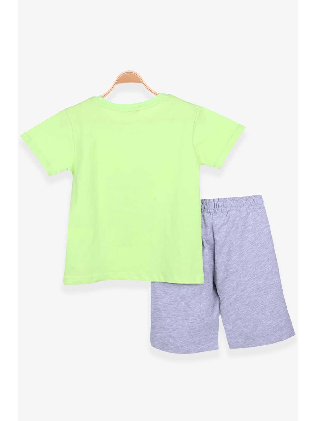 Erkek Çocuk Şortlu Takım Araba Baskılı Fıstık Yeşili (5-9 Yaş)-1