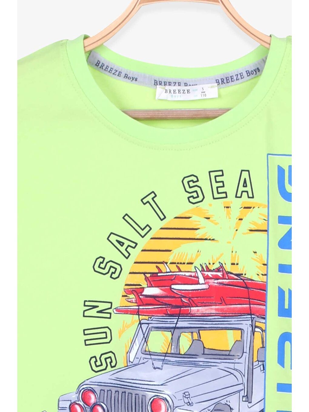Erkek Çocuk Şortlu Takım Araba Baskılı Fıstık Yeşili (5-9 Yaş)-2
