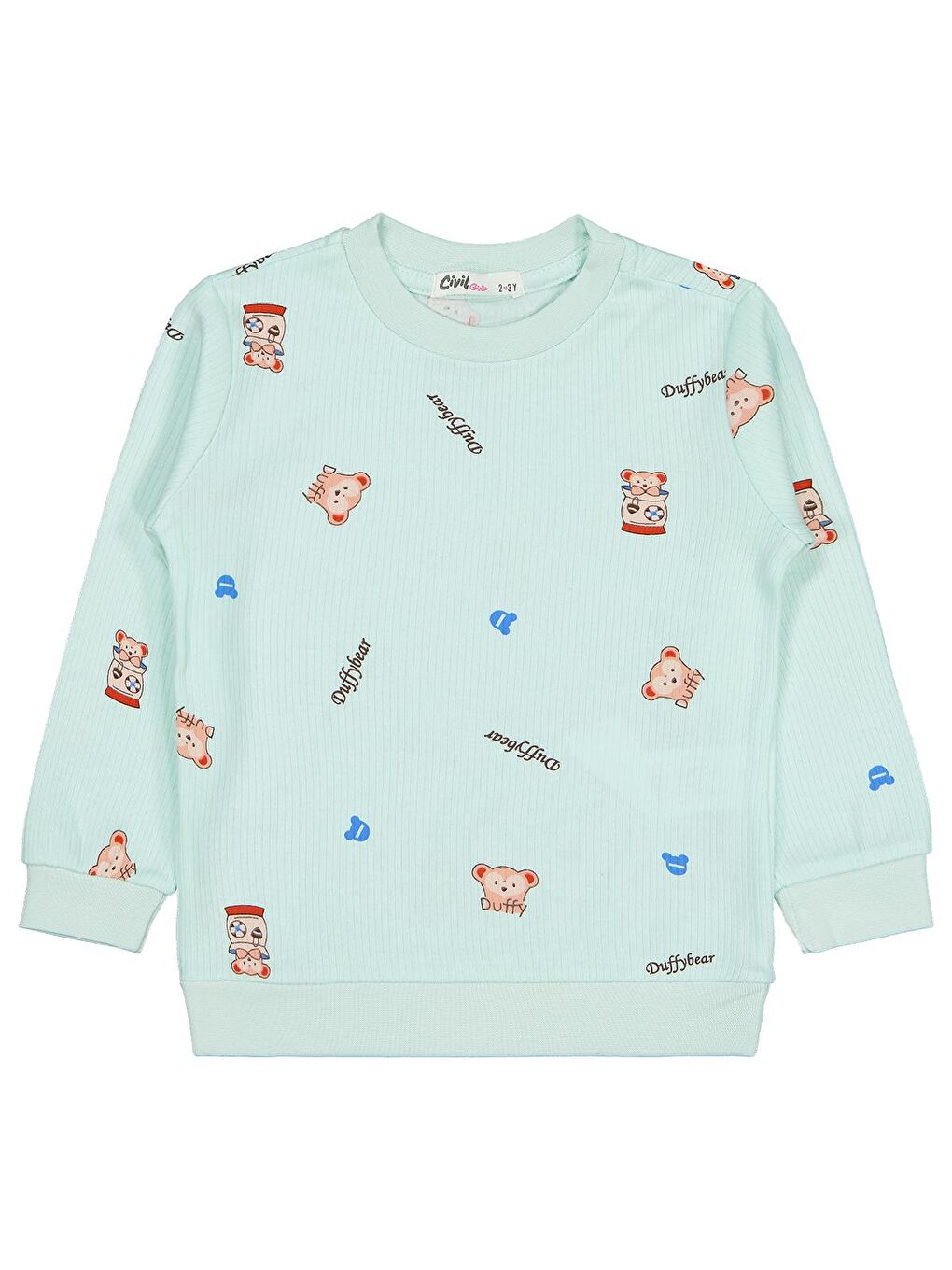 Yeşil Girls Ayıcık Baskılı 2-5 Yaş Sweatshirt