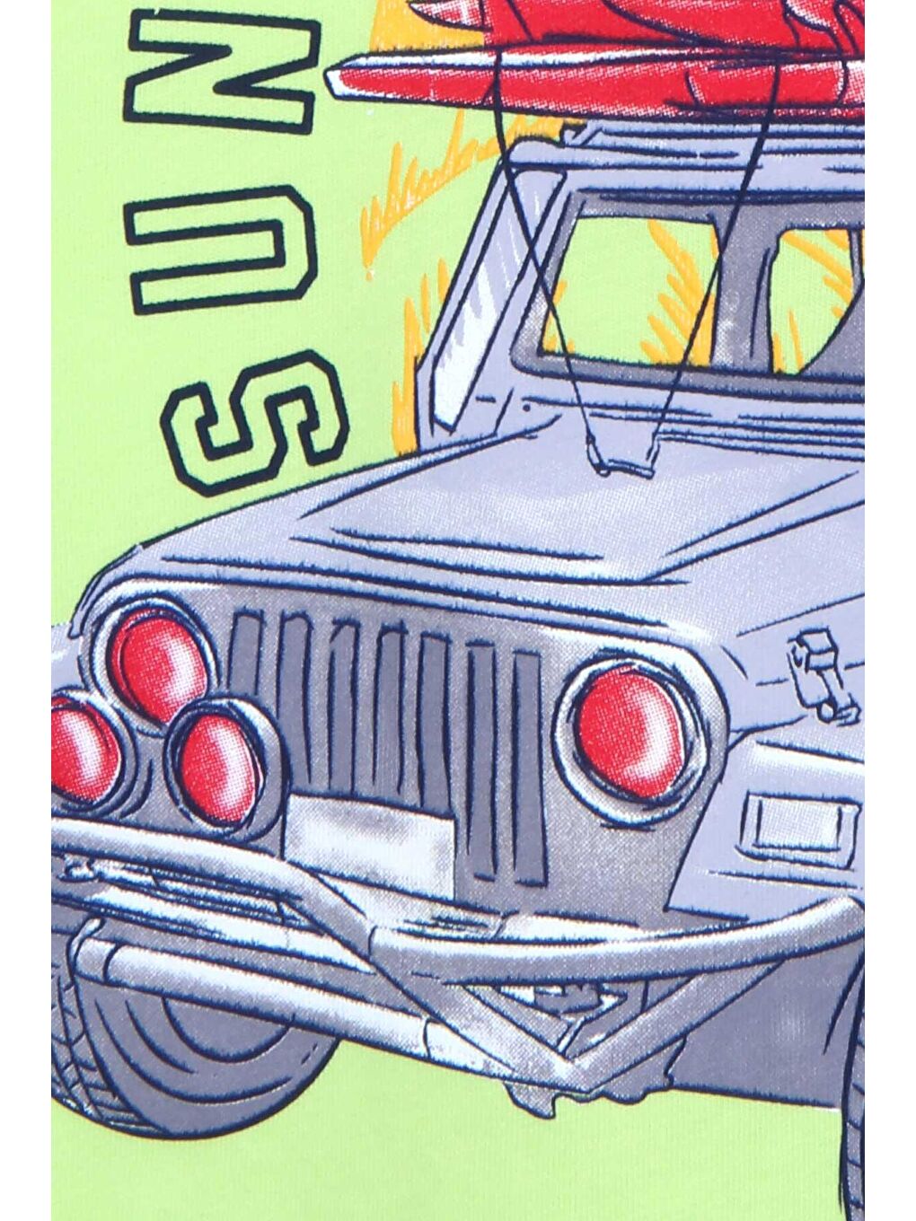 Erkek Çocuk Şortlu Takım Araba Baskılı Fıstık Yeşili (5-9 Yaş)-3