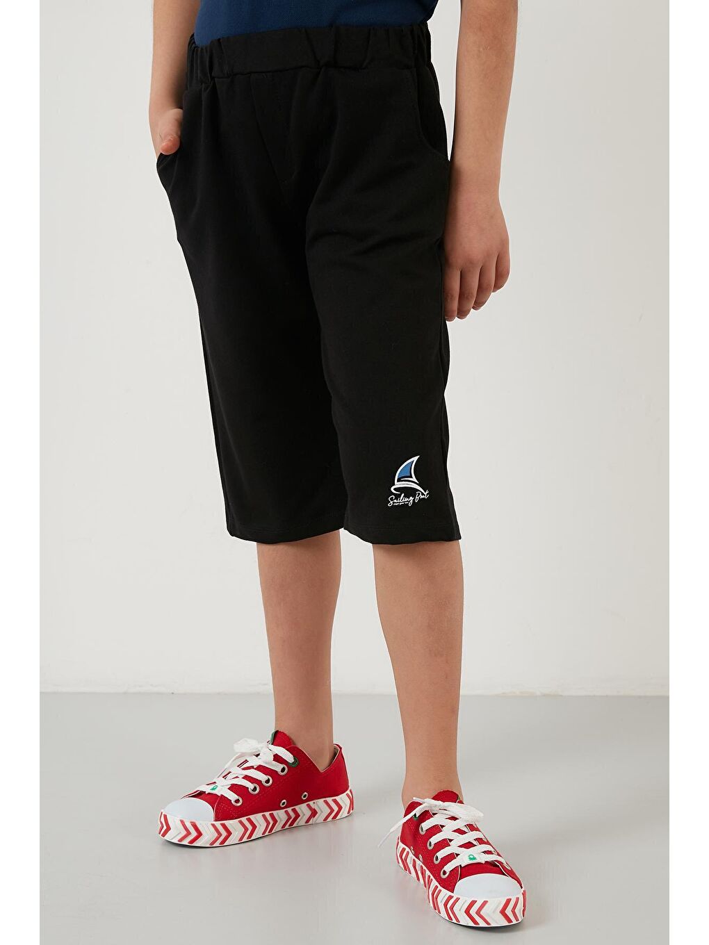 Lacivert Baskılı Elastik Bel Bantlı Polo Yaka % 100 Pamuk 2'li Alt-Üst Takım 59213423-3