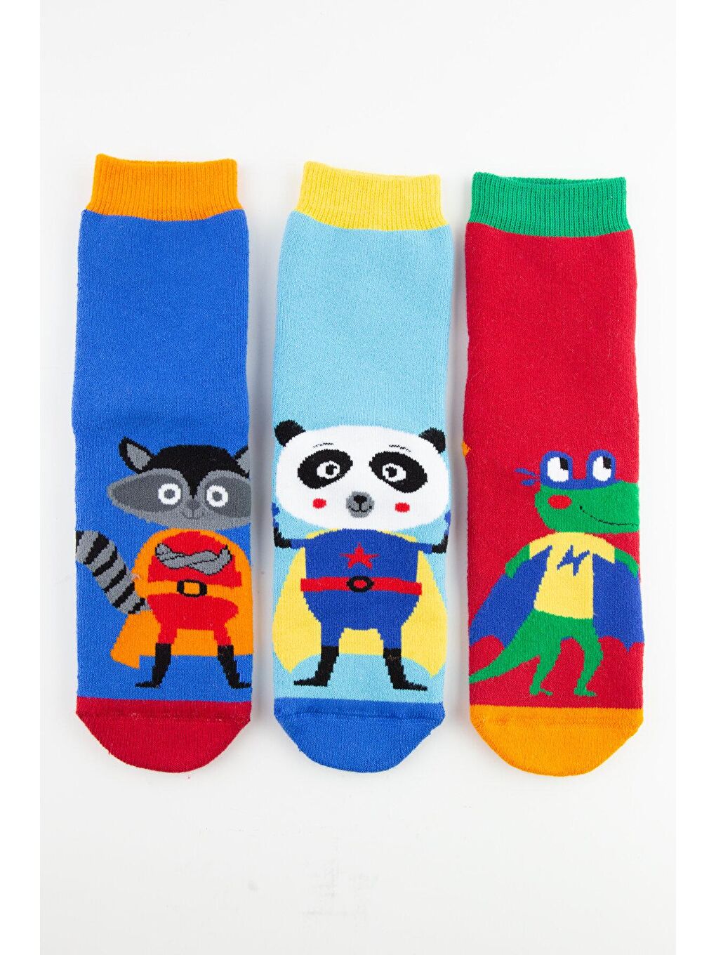 Karışık 3lü Sevimli Kahraman Kaydırmaz Havlu Çocuk Çorap