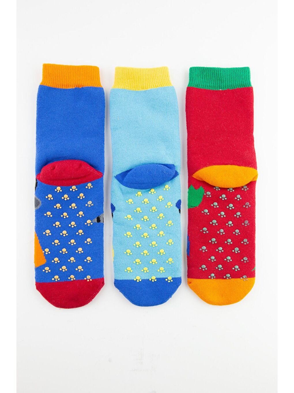 Karışık 3lü Sevimli Kahraman Kaydırmaz Havlu Çocuk Çorap-1