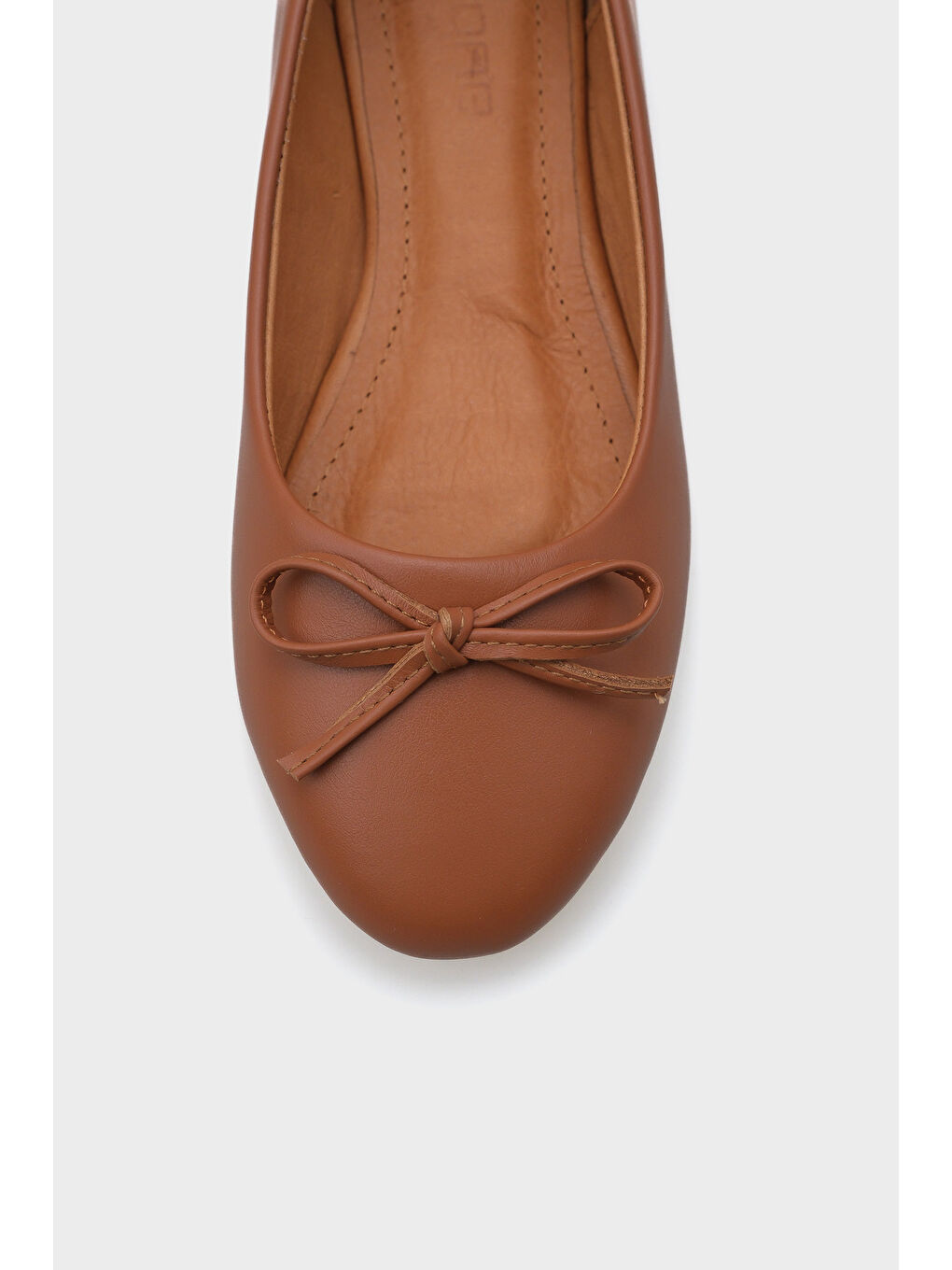 Kahverengi Bloom Hakiki Deri Fiyonklu Yuvarlak Burunlu Kadın Babet-2