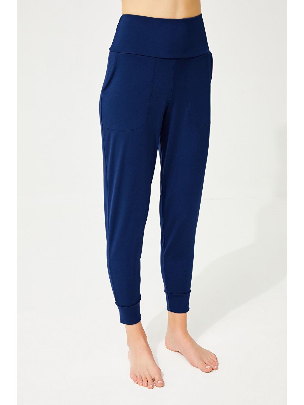 Lacivert Yüksek Bel Çift Cepli Kadın Jogger Eşofman Altı-6