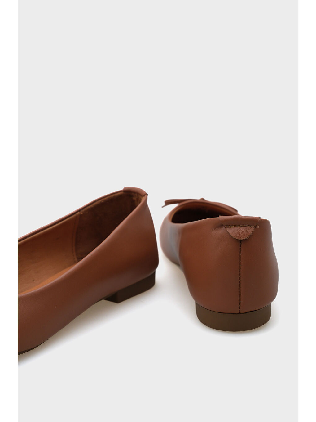 Kahverengi Bloom Hakiki Deri Fiyonklu Yuvarlak Burunlu Kadın Babet-4