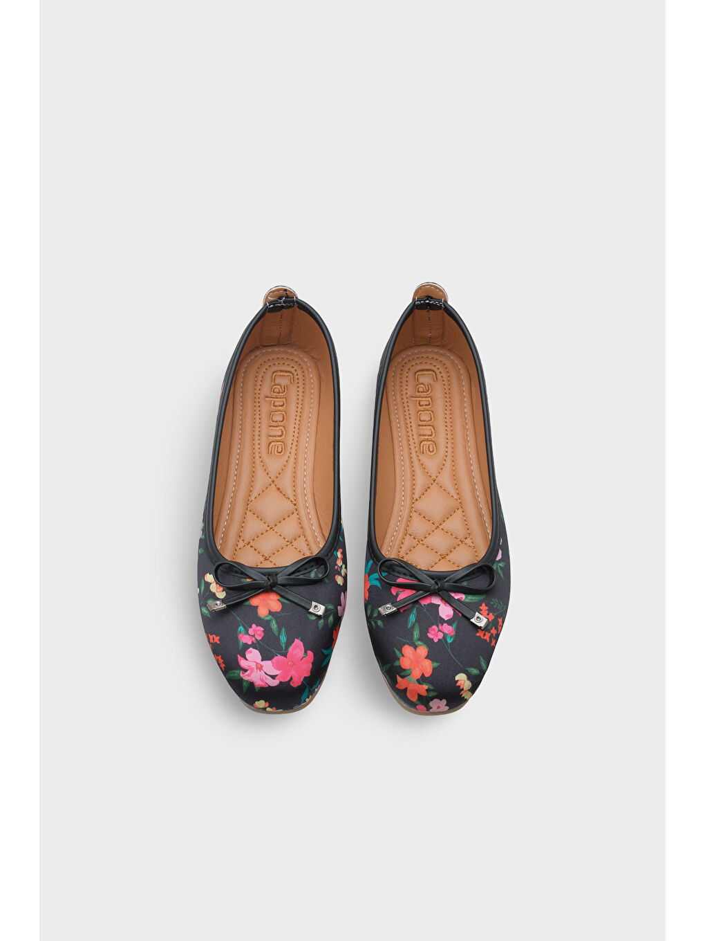 Siyah Hana Trend Saten Çiçekli Kadın Babet-6