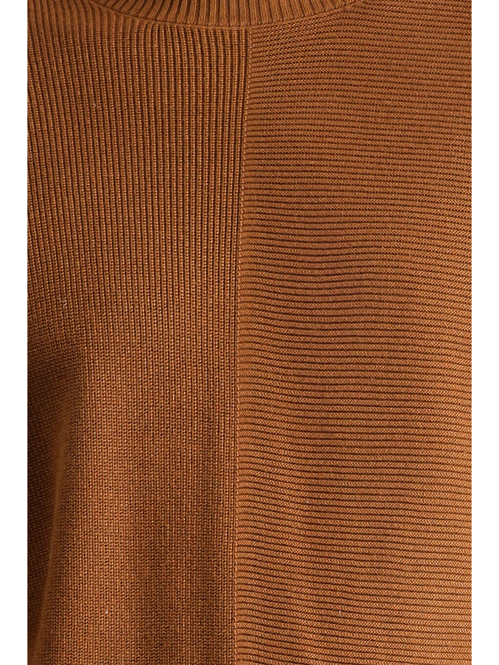 Kahverengi Bisiklet Yaka Slim Fit Dar Kesim Desenli Pamuklu Triko Kazak-4