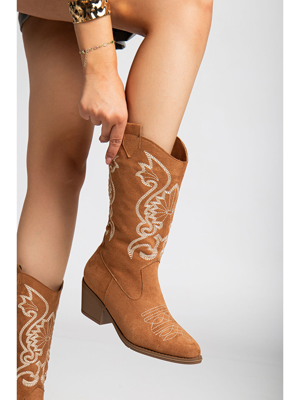 Kahverengi Kovboy Soğuk Geçirmez Kışlık Kadın Çizme-1