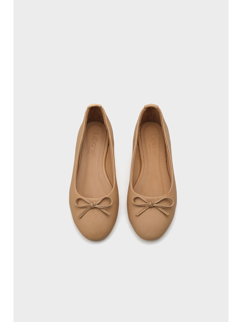 Bej Bloom Hakiki Deri Fiyonklu Yuvarlak Burunlu Kadın Babet-5