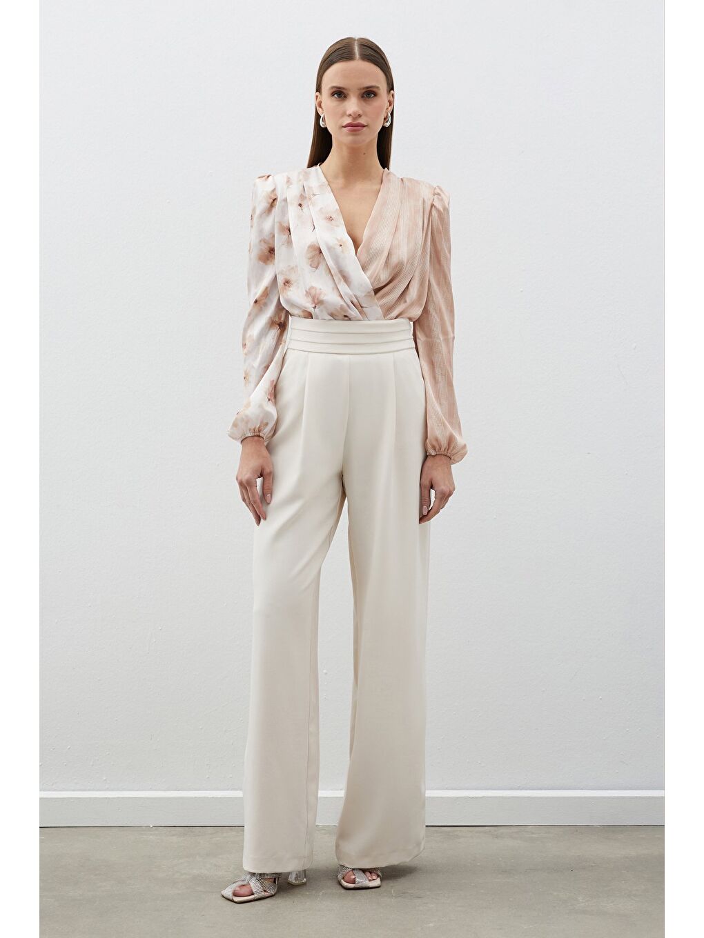 Bej Bel Detaylı Cepli Pantolon - Taş-1