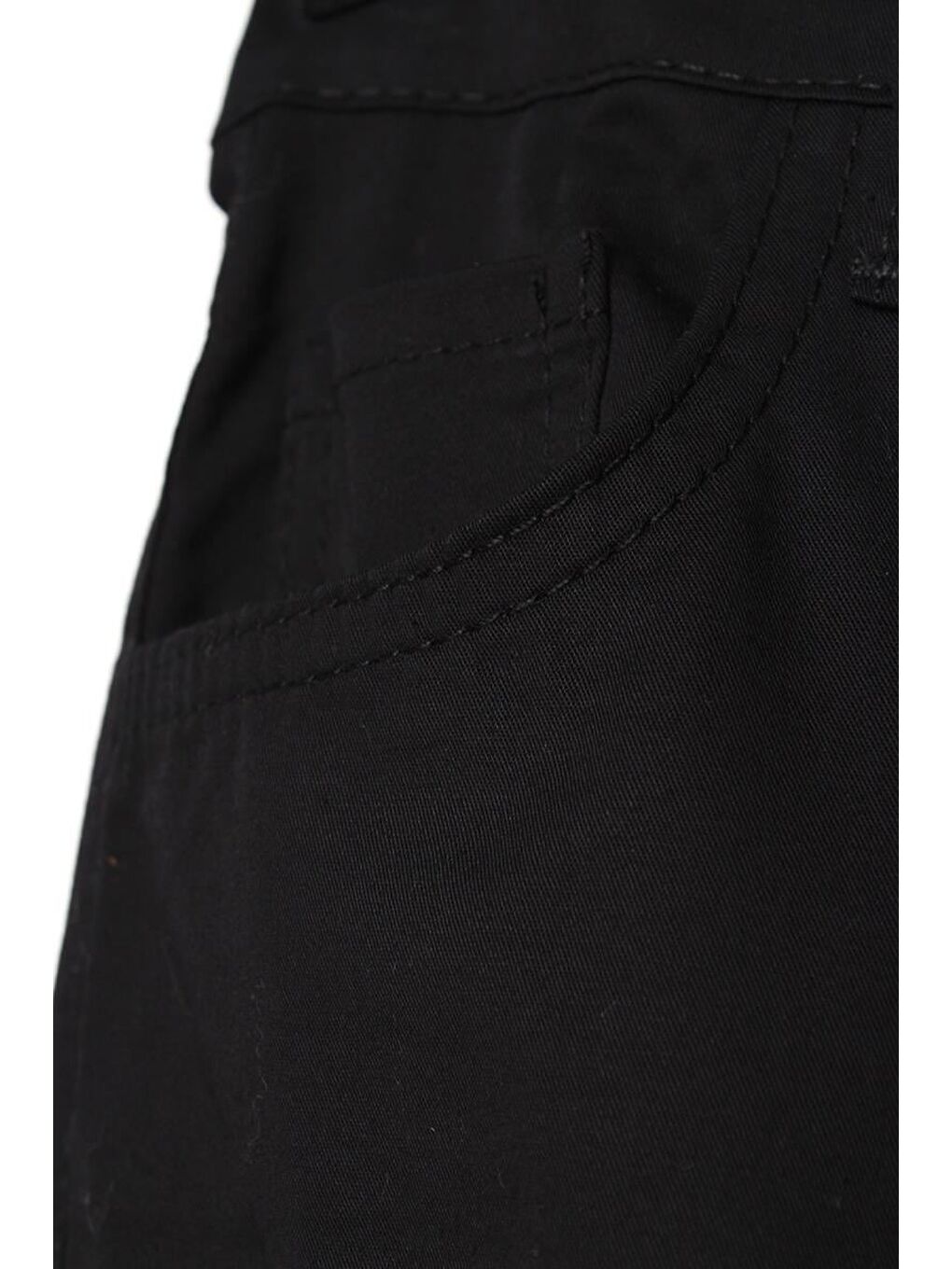 Siyah Pamuklu Bol Paça Cepli Elastanlı Pantolon-4