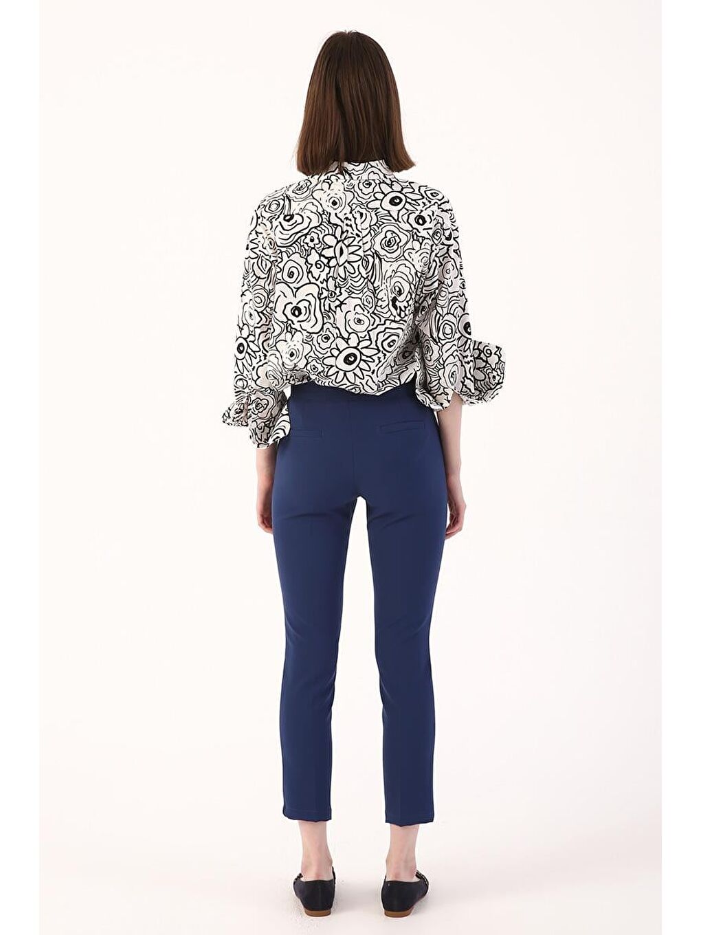 İndigo-Dar Paça Kumaş Pantolon-3