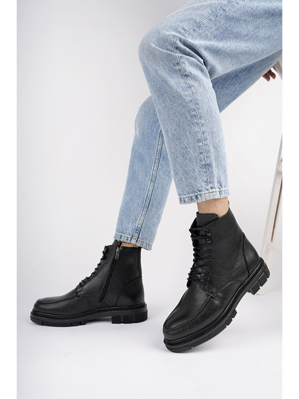 Siyah DARWİN Fermuarlı Bağcıklı Erkek Kışlık Bot-4