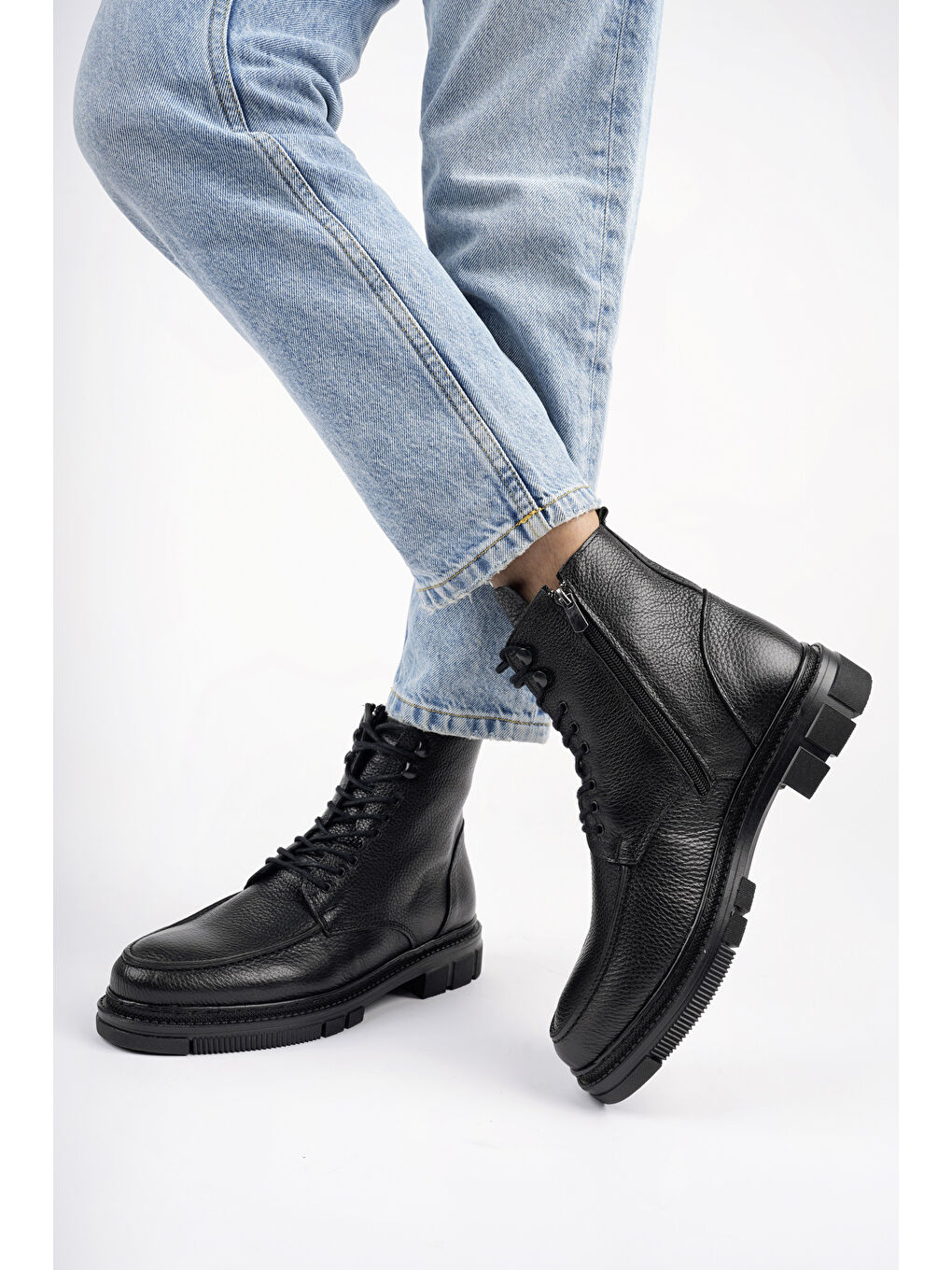 Siyah DARWİN Fermuarlı Bağcıklı Erkek Kışlık Bot-5