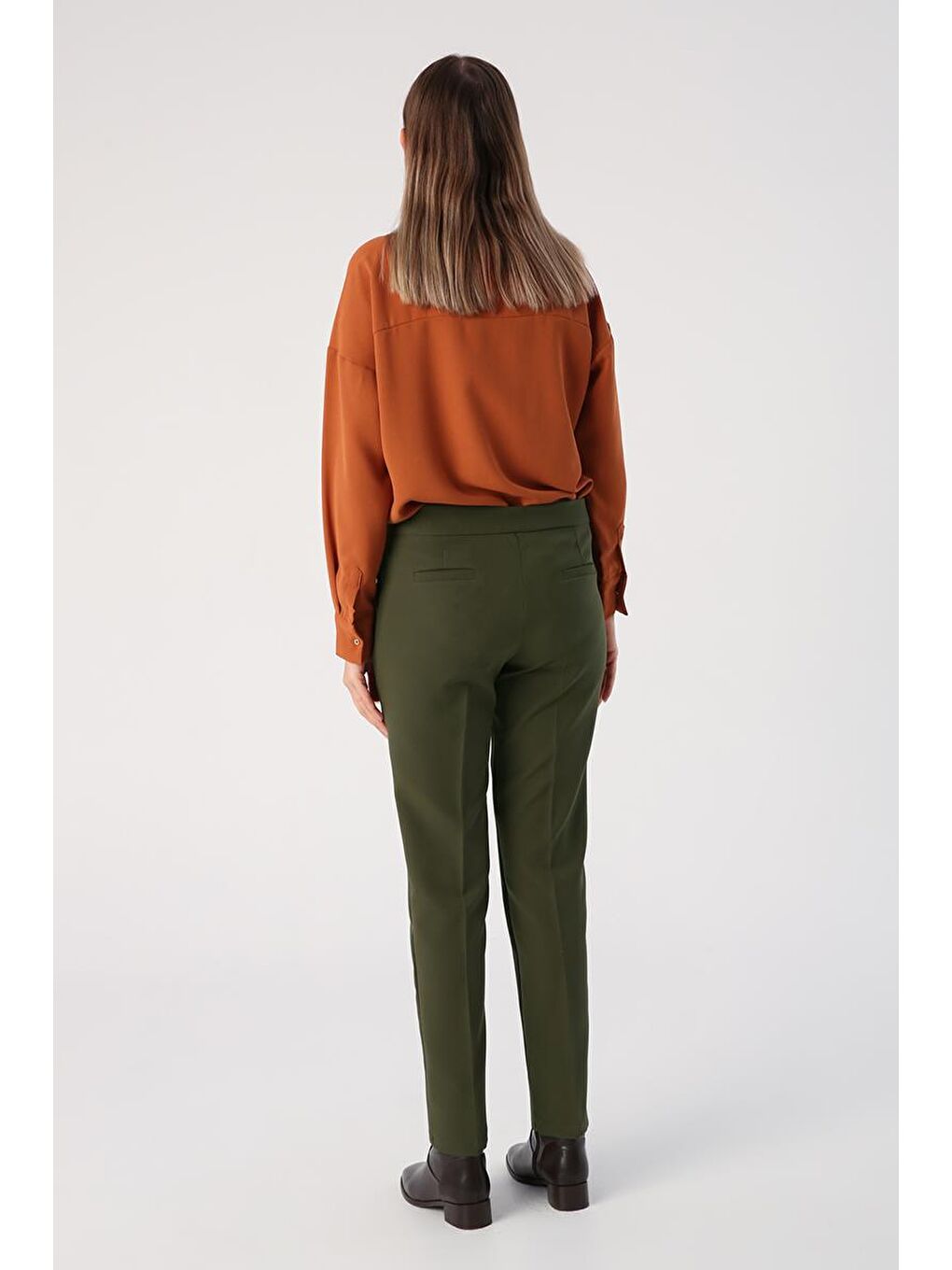 Haki Elastanlı Cigarette Pantolon-3