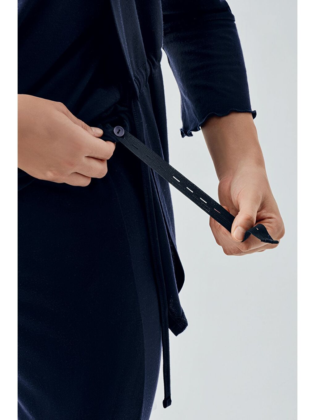 Lacivert Truvakar Kol İspanyol Paça Esnek Viskoz Hamile Pijama Takım 17215