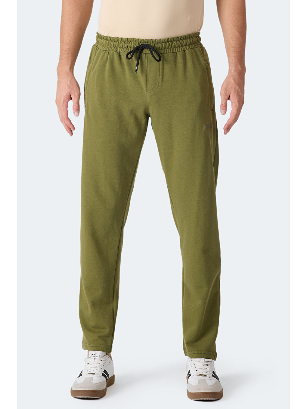 KIRABO IN Erkek Fermuar Cepli Dar Paça Haki Eşofman Altı-3