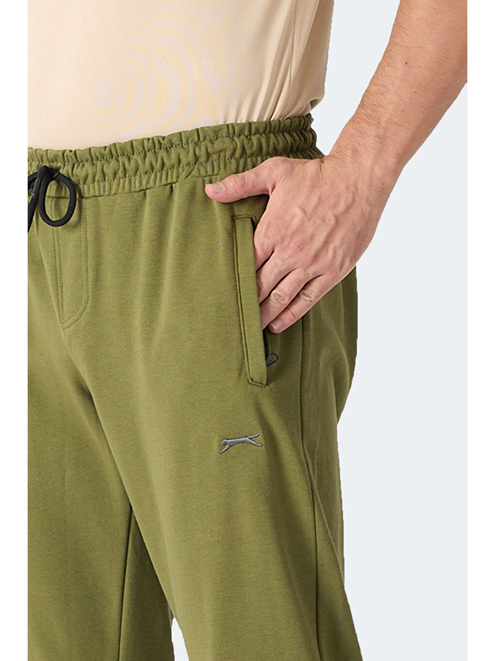 KIRABO IN Erkek Fermuar Cepli Dar Paça Haki Eşofman Altı-4