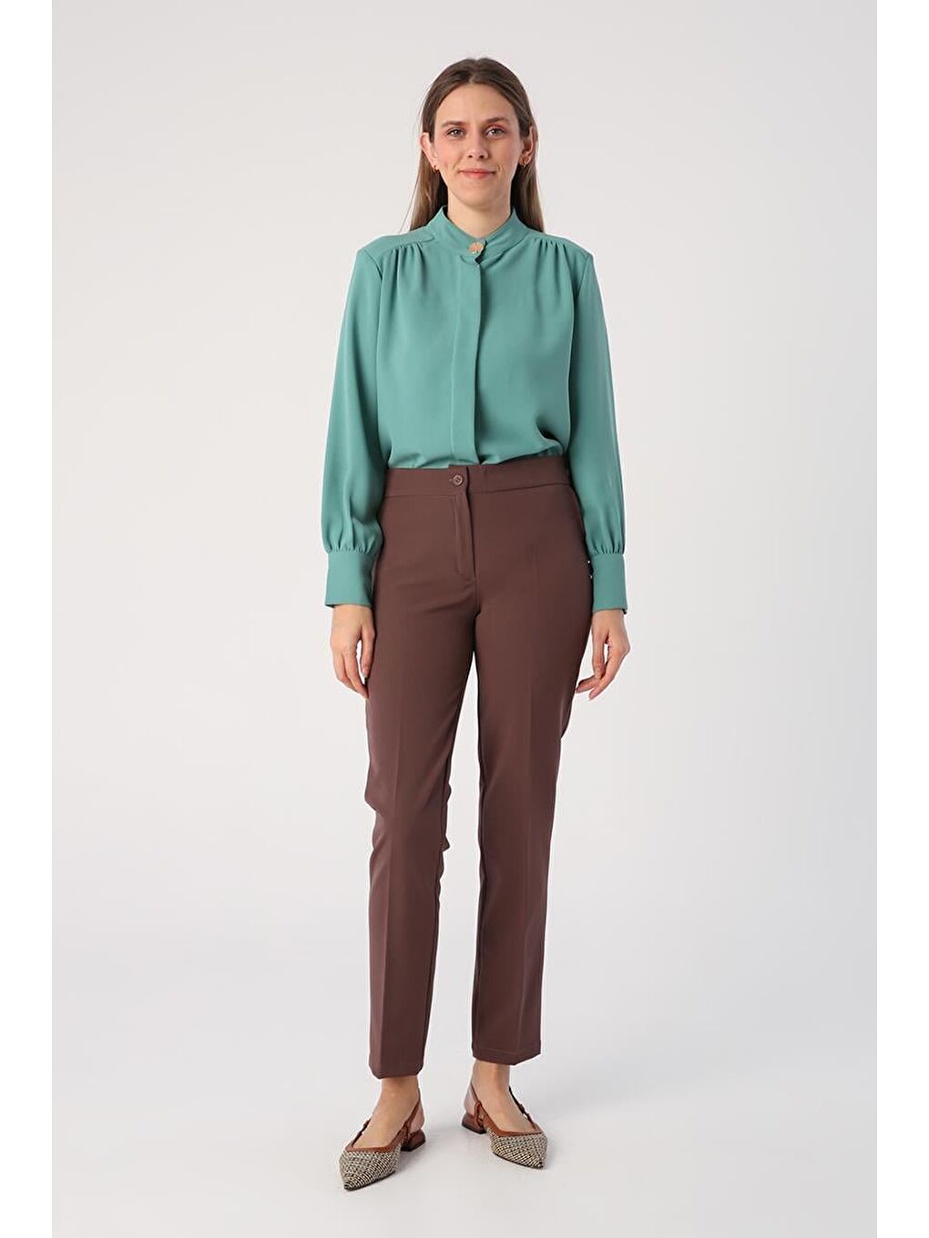 Bej Vizon Elastanlı Cigarette Pantolon-1