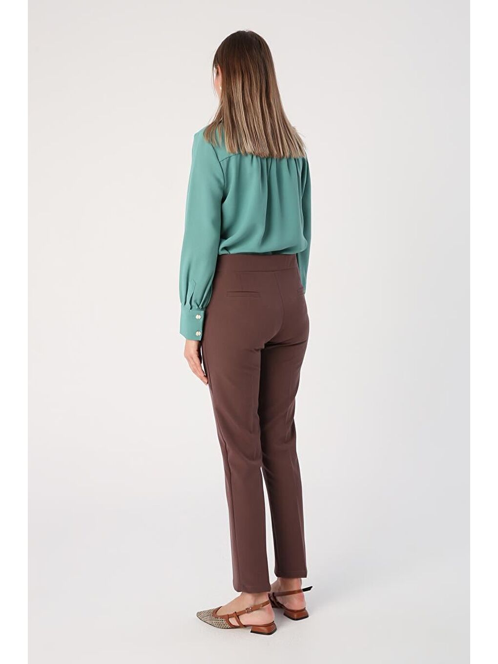 Bej Vizon Elastanlı Cigarette Pantolon-3