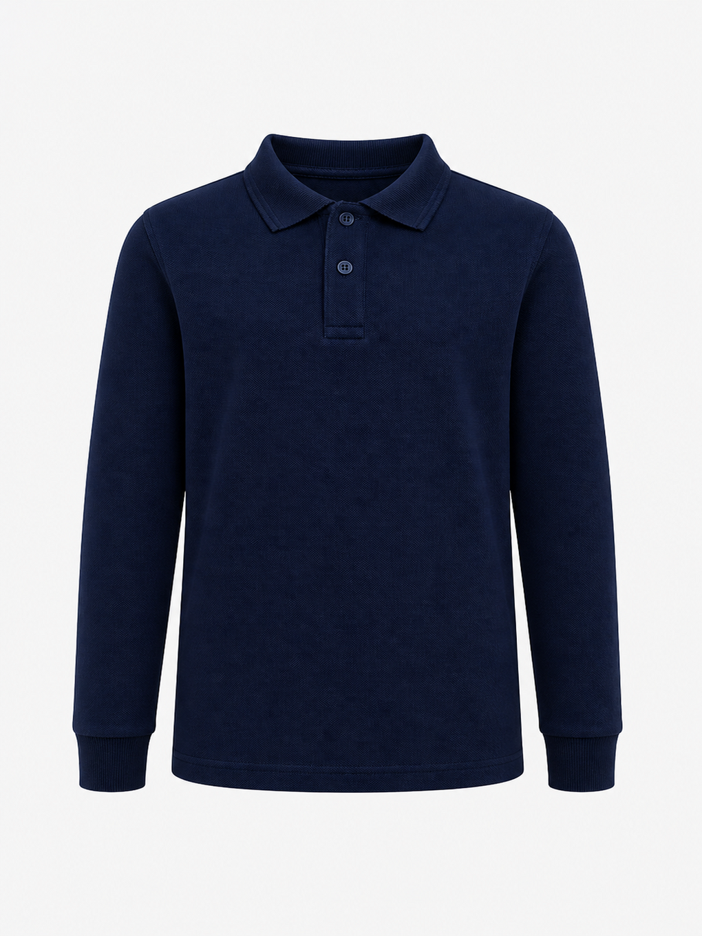Lacivert Kids Polo Yaka Basic Uzun Kollu Unisex Kız Çocuk Tişört-2