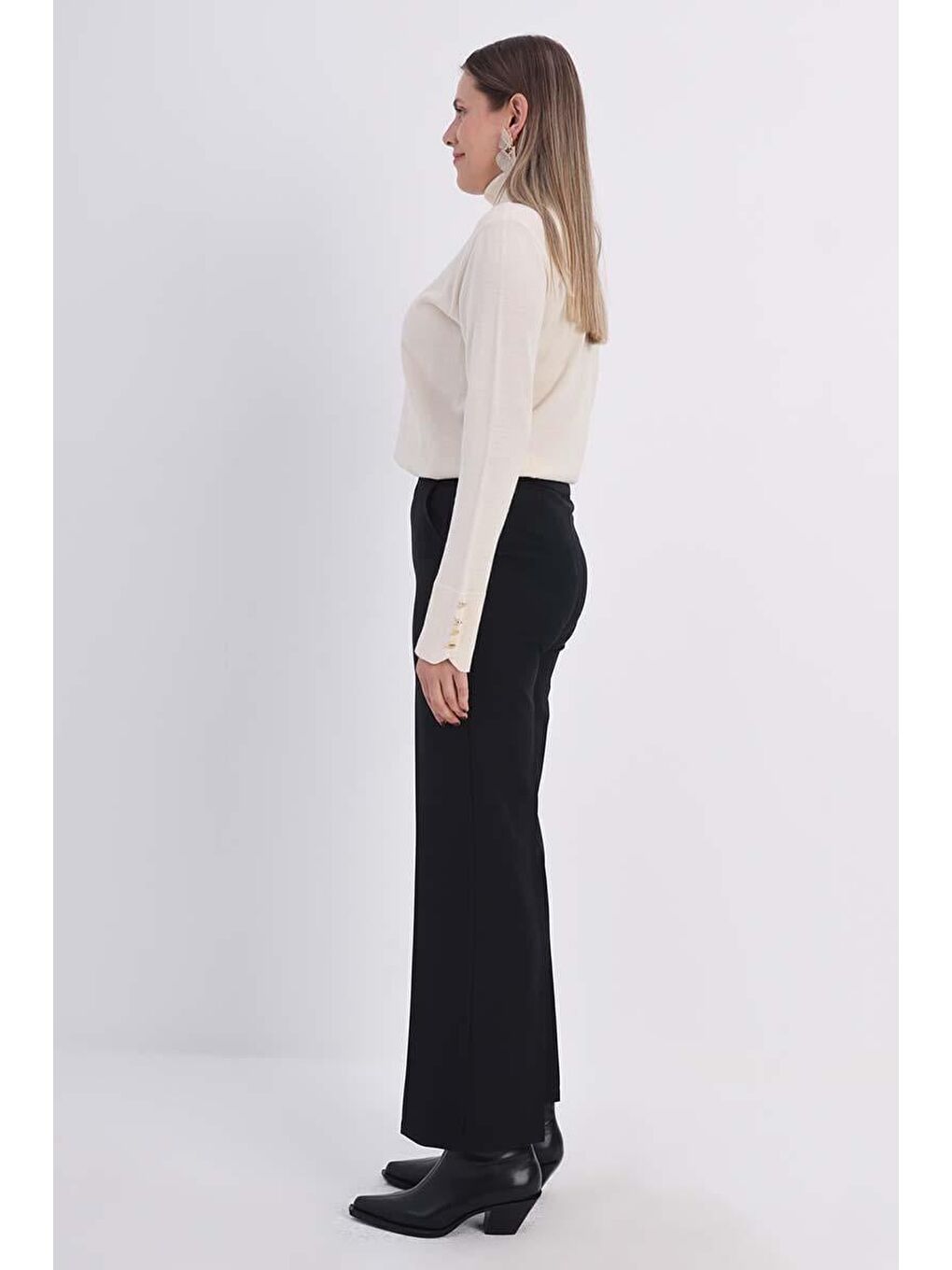 Siyah-Cepli Bol Paça Pantolon-2