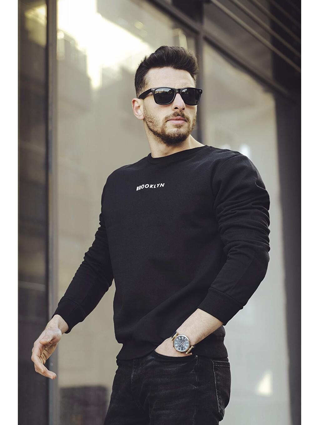 Siyah Lgg Brooklyn Comfort Pamuklu Erkek Sweatshirt-1