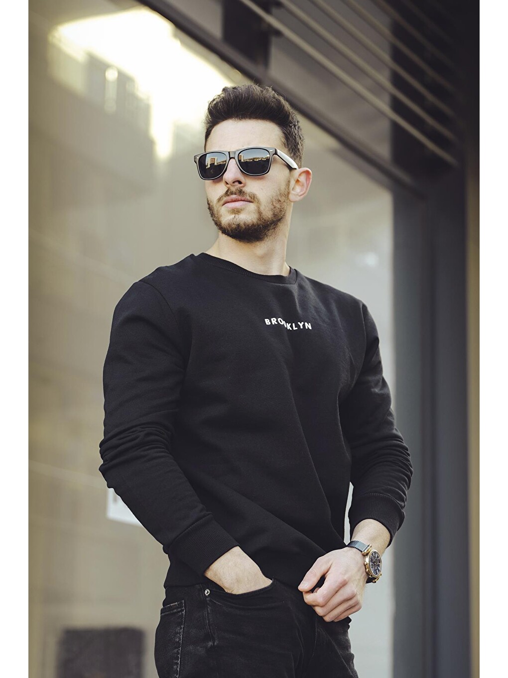 Siyah Lgg Brooklyn Comfort Pamuklu Erkek Sweatshirt-2