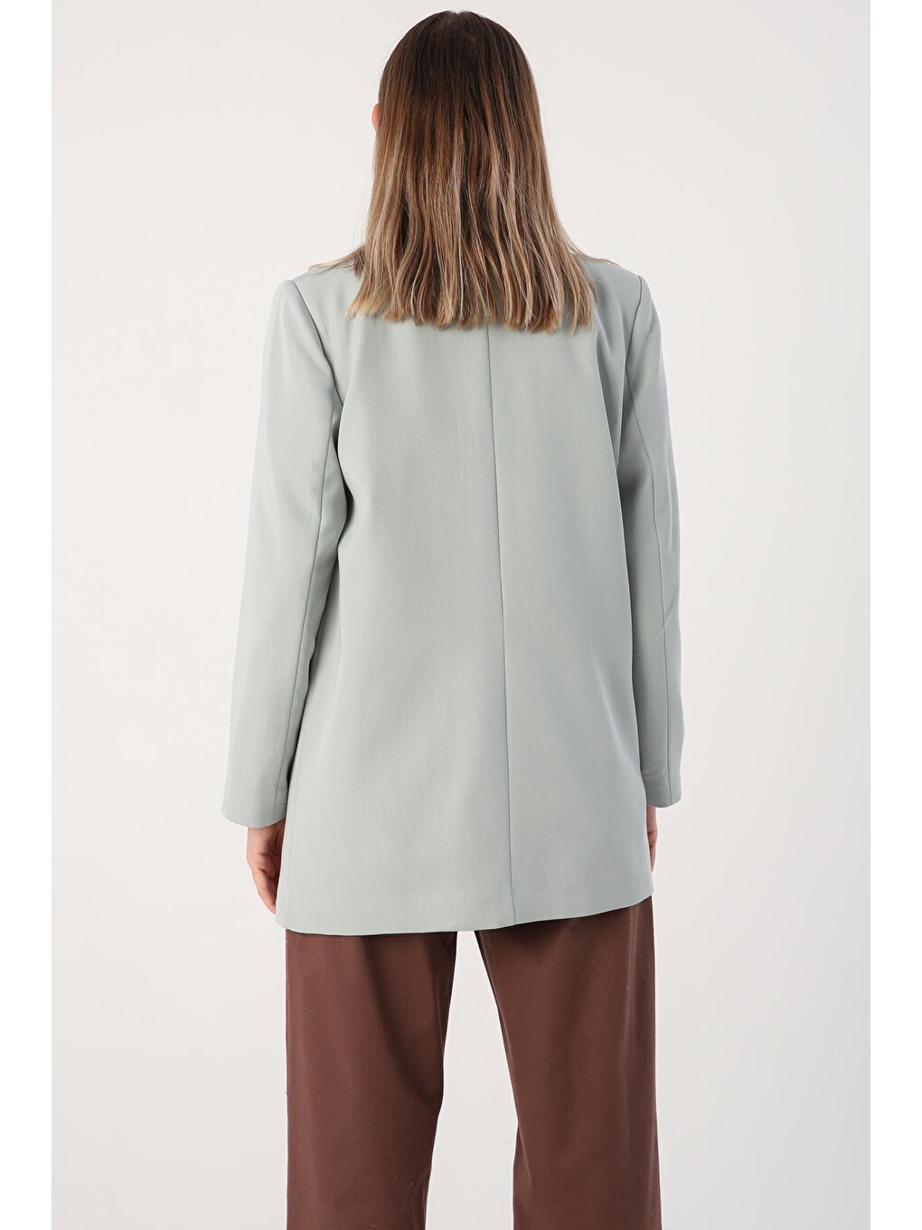 Yeşil Mint Düğmeli Blazer Ceket-4