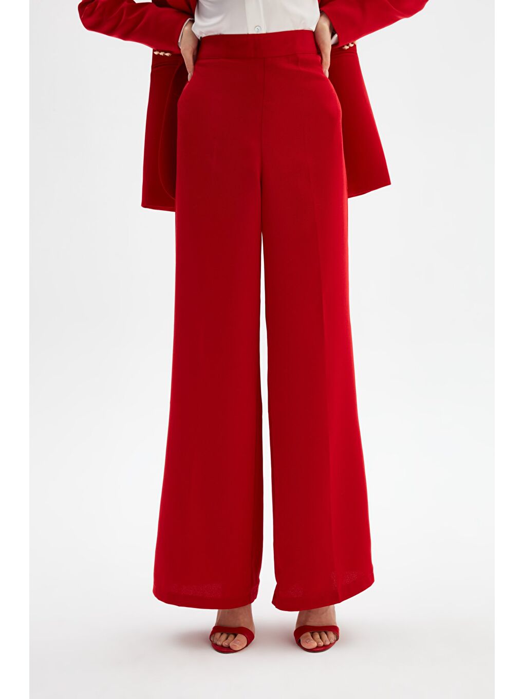 Salaş Krep Pantolon - Kırmızı-2