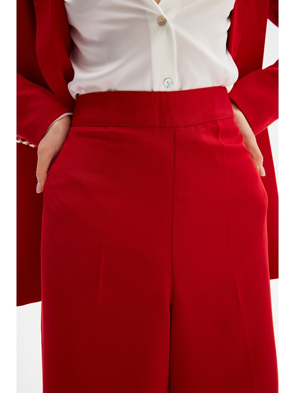 Salaş Krep Pantolon - Kırmızı-3