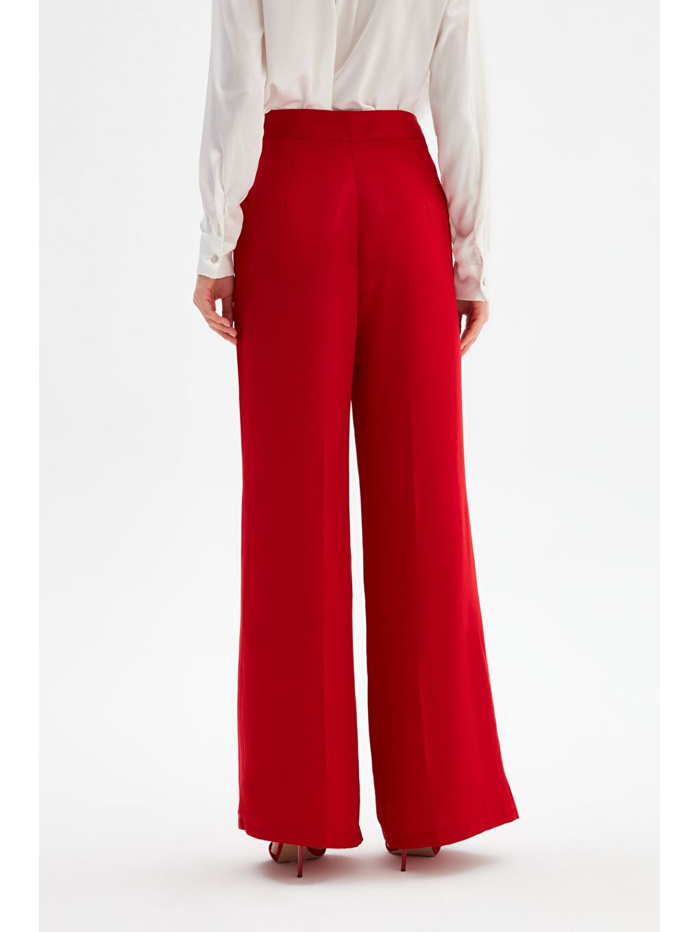 Salaş Krep Pantolon - Kırmızı-4
